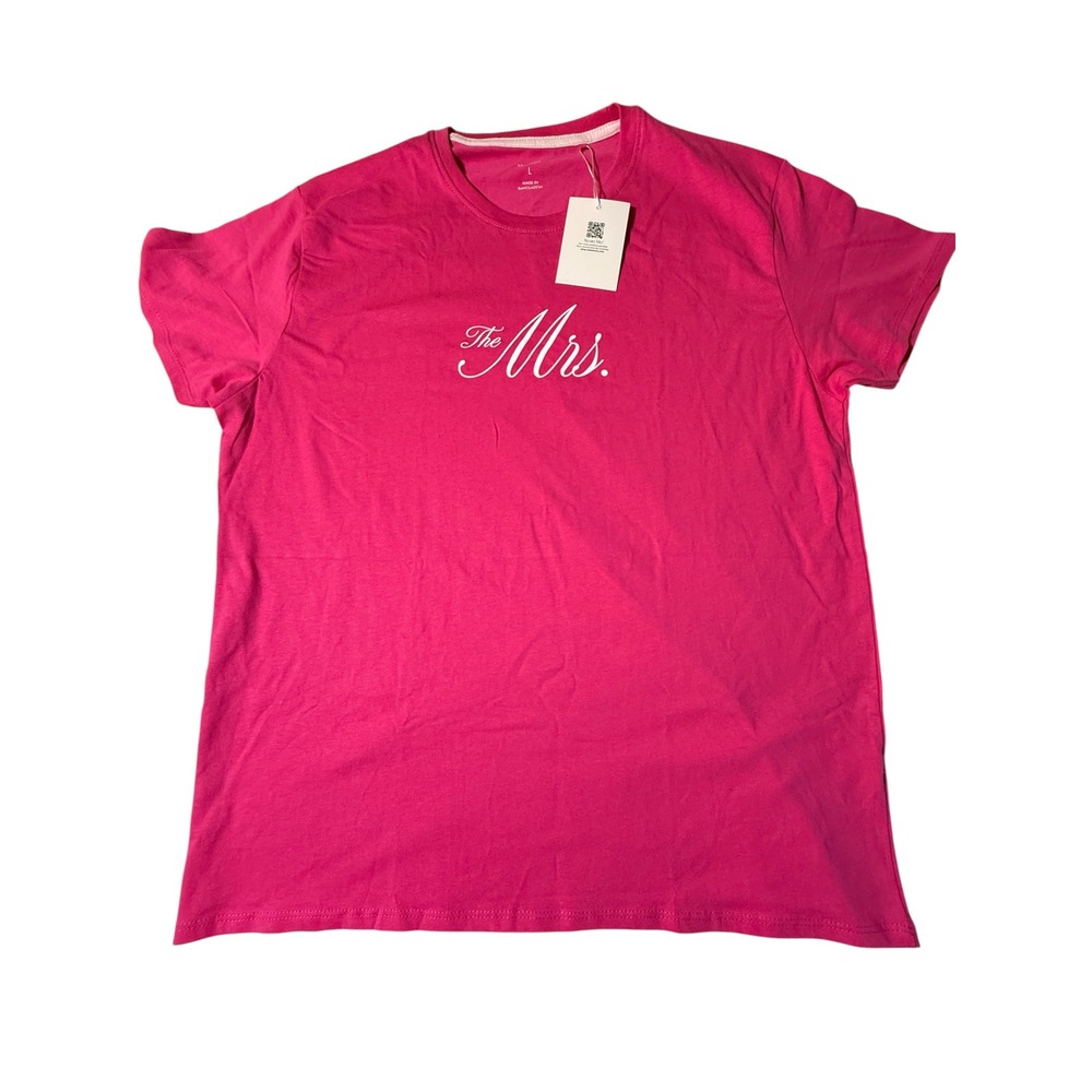 Miss to Mrs Pink‎ Graphic T-Shirt Large Women Wedding Bridal Tee